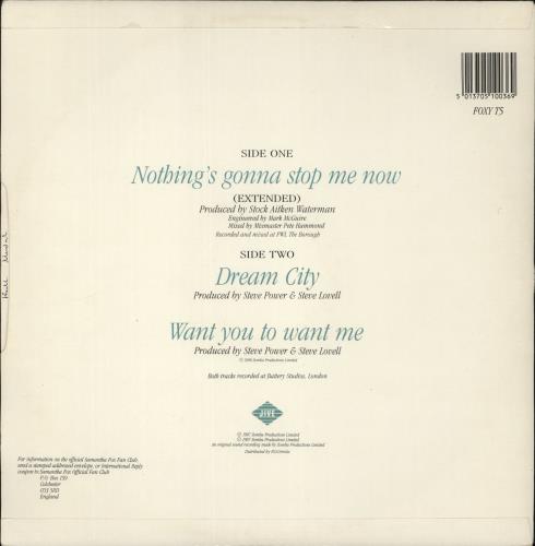 Samantha Fox Nothing's Gonna Stop Me Now UK 12